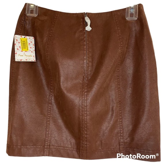 NEW FREE PEOPLE woman's size 2 vegan suede modern femme gingerbread mini skirt - Picture 3 of 10